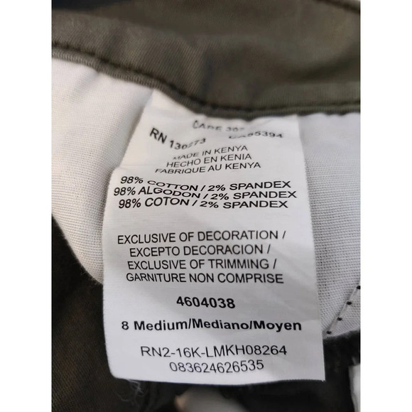 Lee Natural Fit Army Green Capri Jeans Pockets Size 8 M - Picture 6 of 7